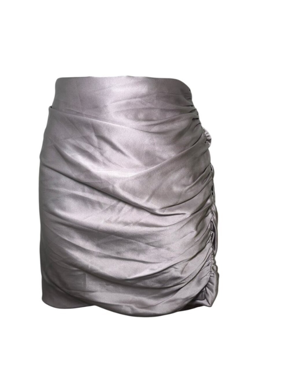 The Sei Silk Ruched Mini Skirt Silver Size 10 NWT Designer - Picture 2 of 7